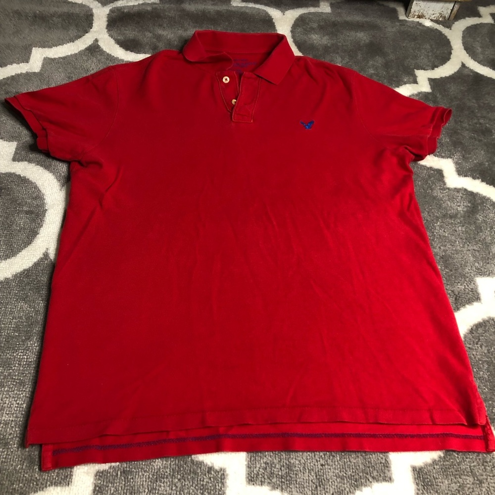 American Eagle Outfitters Polo Shirt Mens XL Red Blue Athletic Fit